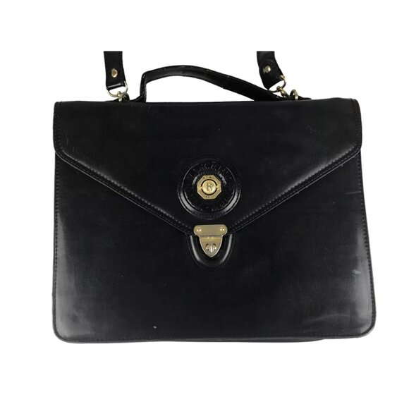 Marchino Via Moda Womens Black Leather Top Handle Adjustable Strap Crossbody Bag - Picture 2 of 10